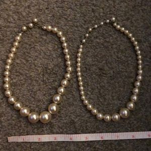 2 Vintage Faux Pearl Necklaces